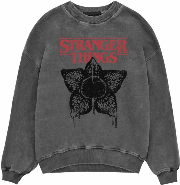 Stranger Things - Horror Silhouette (SuperHeroes Inc. Acid Wash Sweatshirt) Sweatshirt Black