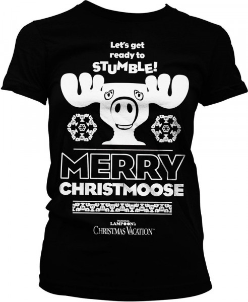 National Lampoon's Christmas Vacation Merry Christmoose Girly Tee Damen T-Shirt Black