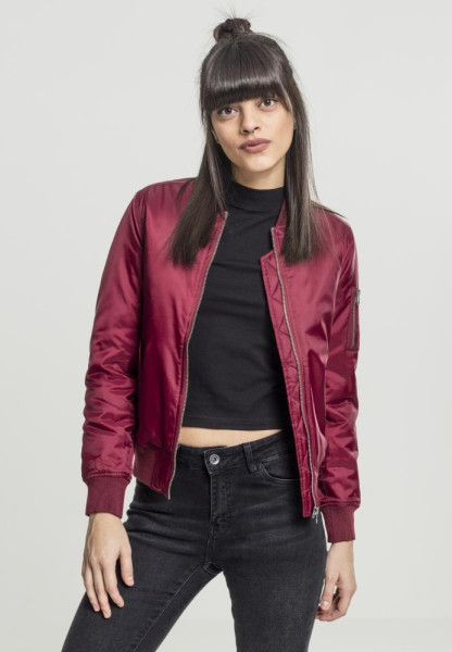 Urban Classics Damen Bomber Jacke Ladies Basic Bomber Jacket Burgundy