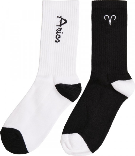 Mister Tee Zodiac Socks 2-Pack Black/White Aries