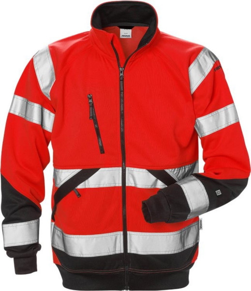 Fristads High Vis Sweatjacke Kl. 3 7426 SHV Warnschutz-Rot/Schwarz