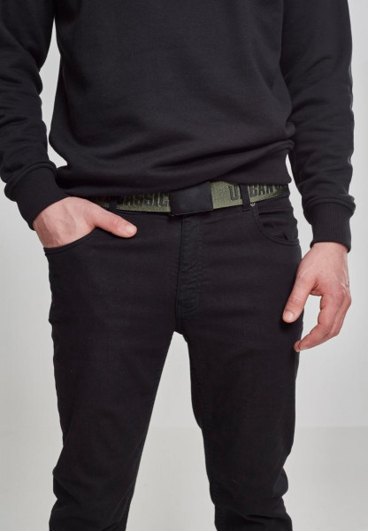 Urban Classics Gürtel Jaquard Logo Belt Black/Darkolive/Black