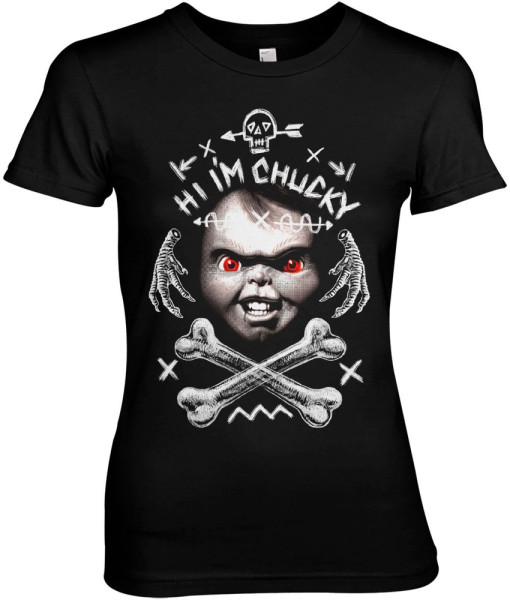 Chucky Hi I'm Chucky Girly Tee Damen T-Shirt Black