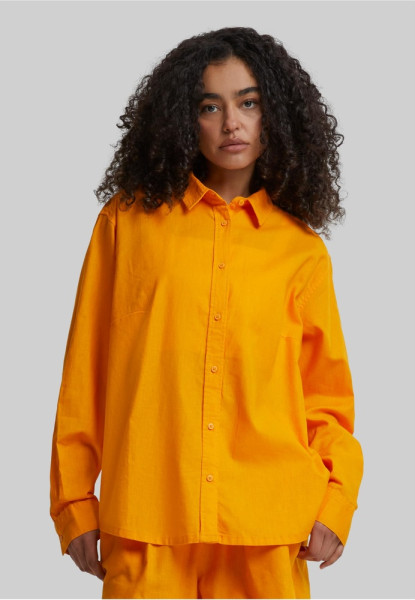 Urban Classics Damen Ladies Linen Mixed Oversized Shirt TB6847