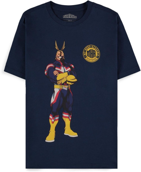 My Hero Academia Navy All Might Quote Men s Short Sleeved T Shirt Blue T Shirts Tops Filme Serien Fanartikel kustom kult