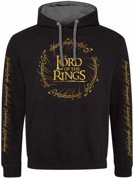 Lord Of The Rings - Gold Foil Logo (SuperHeroes Inc. Contrast Pullover) Hoodie Black