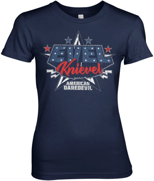 Evel Knievel American Daredevil Girly Tee Damen T-Shirt Navy