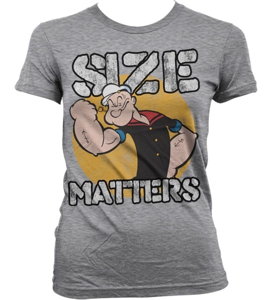 Popeye Size Matters Girly T-Shirt Damen Heather-Grey