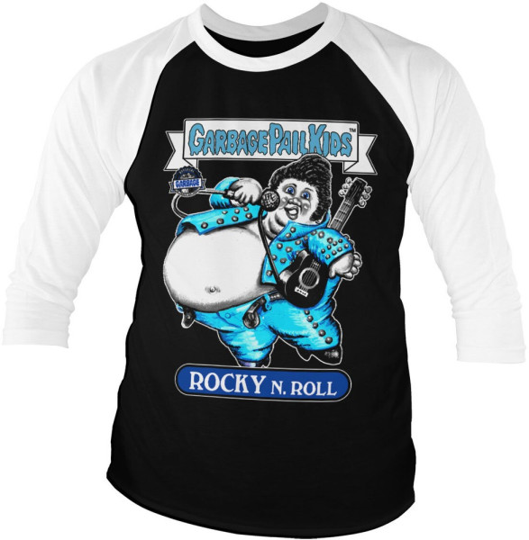 Garbage Pail Kids Rocky N. Roll Baseball 3/4 Sleeve Tee Longsleeve White-Black