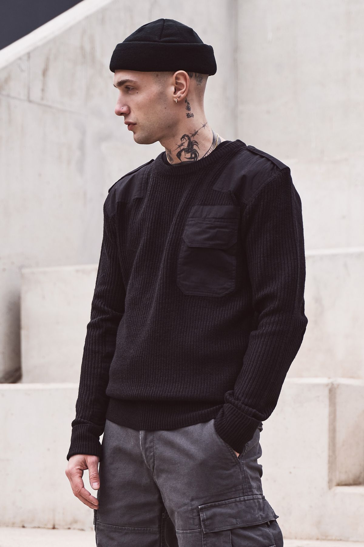 Men Sweatshirt Brandit | Pullover Hoodies Sweatshirts in | / Lifestyle Hoodie BW / Black |