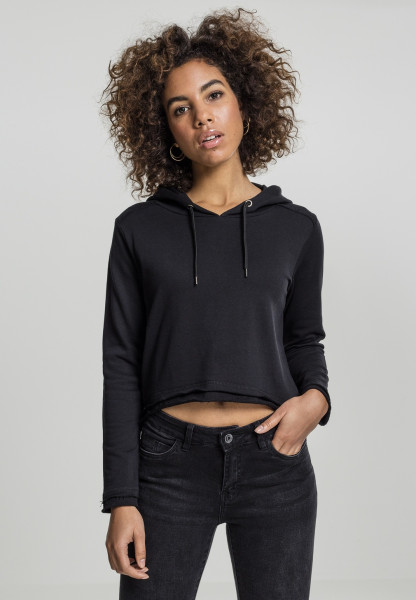 Urban Classics Women Hoodie Ladies Cropped Terry Hoody Black