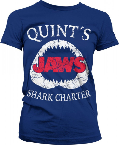 Jaws Quint's Shark Charter Girly Tee Damen T-Shirt Navy