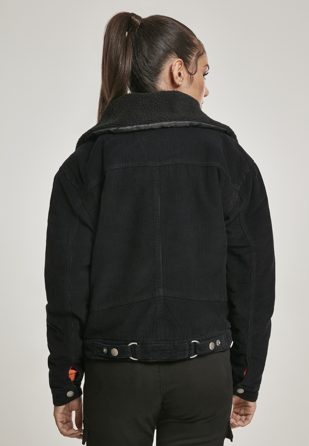 Urban | Jackets | Winter Women Corduroy Sherpa Classics Ladies Black Women | Jacket Lifestyle Jacket Oversized