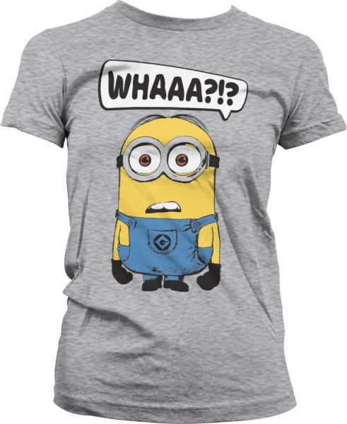 Minions Whaaa?!? Girly Tee Damen T-Shirt Heather-Grey