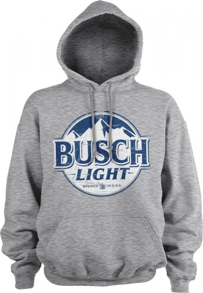 Busch Light Beer Vintage Logo Hoodie Heather-Grey