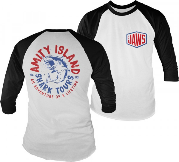 Jaws Adventure Of A Lifetime Baseball Longsleeve Tee White-Black