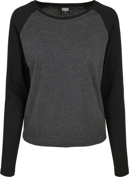 Urban Classics Damen Longsleeve Ladies Contrast Raglan Longsleeve Charcoal/Black