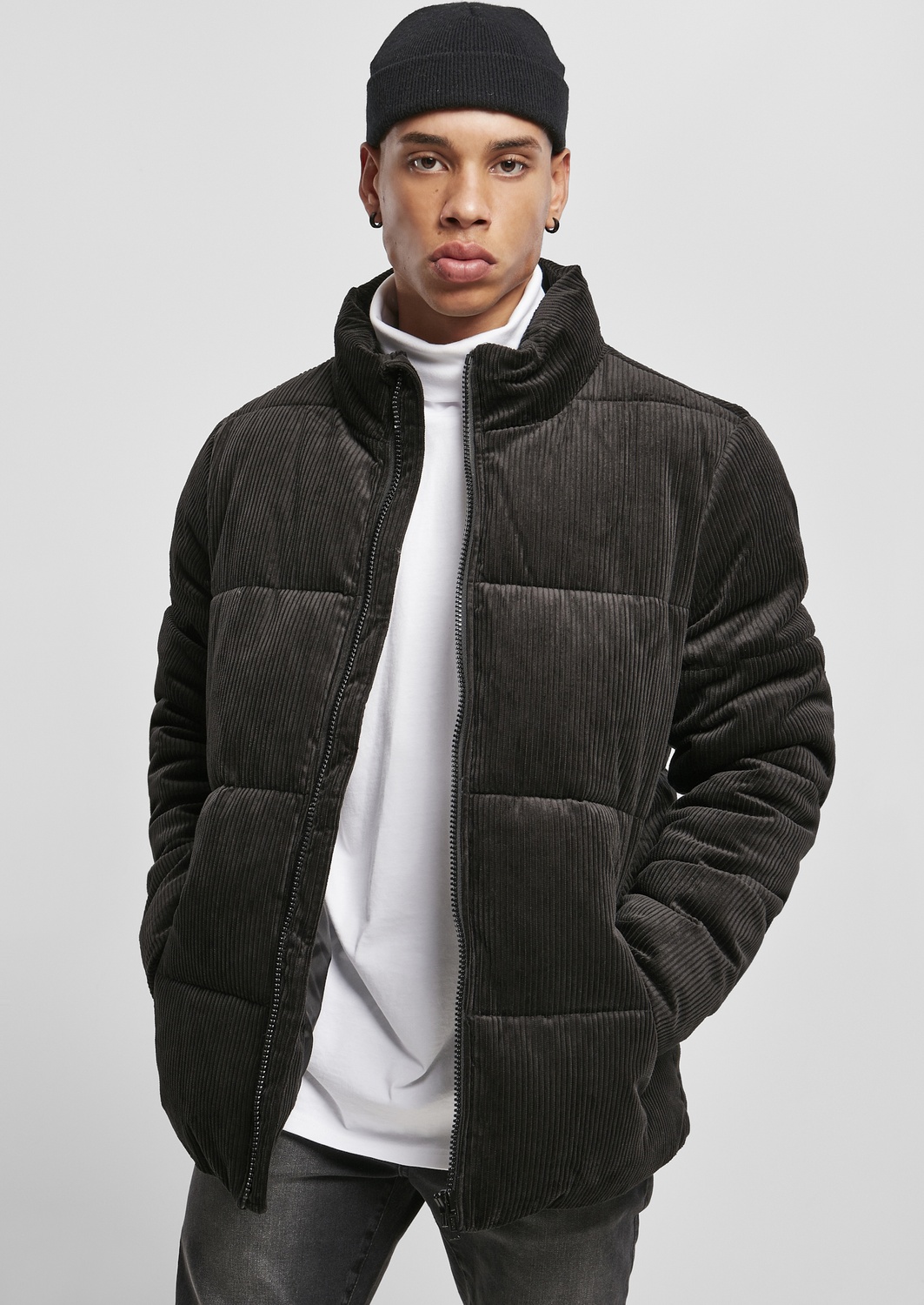 Black corduroy puffer on sale