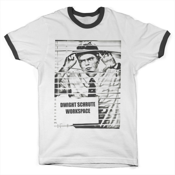 The Office Dwight Schrute Workspace Ringer Tee White-Black