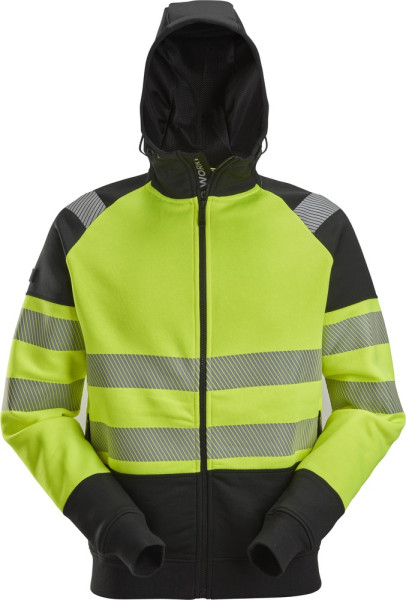 Snickers Warnschutzpullover High-Vis Reißverschlusshoodie, Kl. 2 High-Vis Gelb/Schwarz