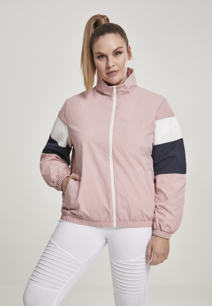 Urban Classics Women Jacket Ladies 3-Tone Crinkle Track Jacket Darkrose/Nvy/White