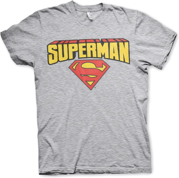 Superman Blockletter Logo T-Shirt Heather-Grey