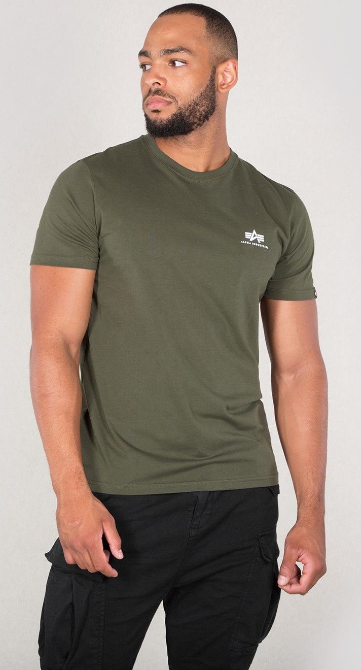 Small | Tops Logo / Industries Men T-Shirts Basic T-Shirt | Alpha Lifestyle Dark Olive |