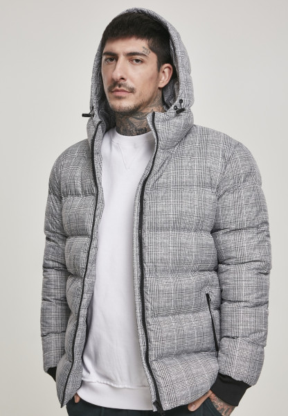 Urban Classics Winterjacke Hooded Check Puffer Jacket White/Black