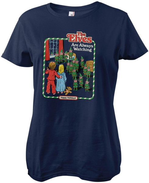 Steven Rhodes The Elves Are Watching Girly Tee Damen T-Shirt Navy