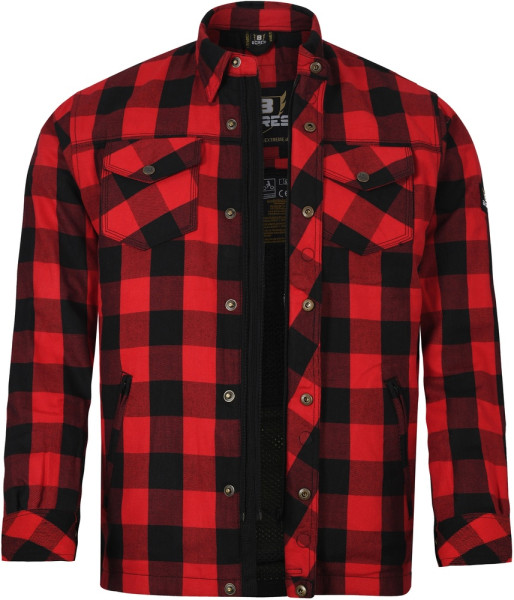 Bores Lumberjack Motorradhemd Herren - Basic - Rot/Schwarz