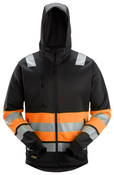 Snickers Warnschutzjacke High-Vis, Reißverschluss Jacke, Kl. 1 Schwarz/High-Vis Orange