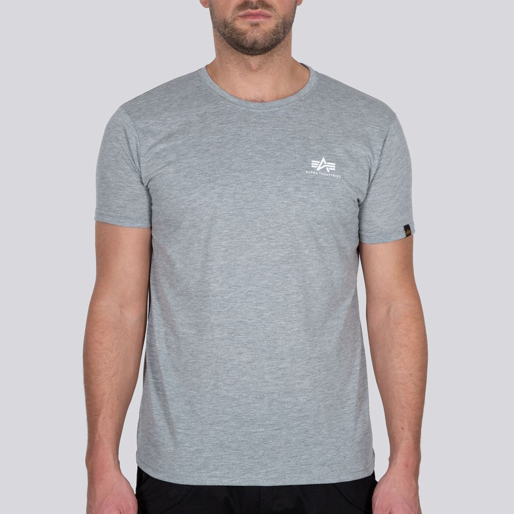 Alpha Industries Basic T Small Logo T-Shirt / Unisex Greyheather/White | T- Shirts / Tops | Men | Lifestyle