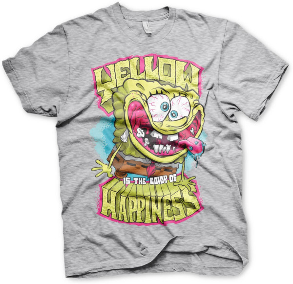 Spongebob Yellow Is The Color Of Happiness T-Shirt Heather-Grey