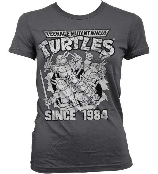 Teenage Mutant Ninja Turtles TMNT Distressed Since 1984 Girly Tee Damen T-Shirt Dark-Grey