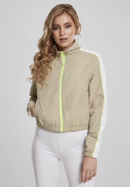 Urban Classics Damen Leichte Jacke Ladies Short Piped Track Jacket Darkshadow/Electriclime