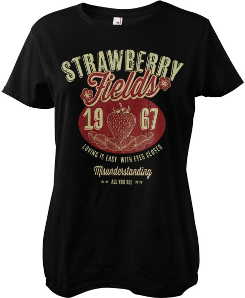 The Beatles Strawberry Fields Girly Tee Damen T-Shirt Black