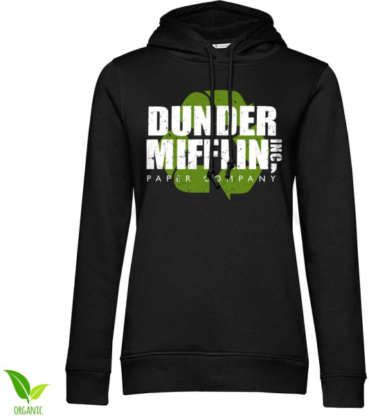 The Office Dunder Mifflin Recycle Logo Girls Hoodie Damen Black