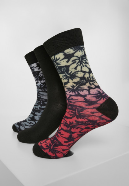 Urban Classics Socken Flower Socks 3-Pack Black/Grey/Red