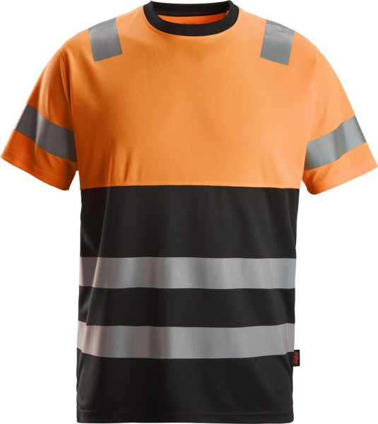 Snickers Warnschutz-Shirt High-Vis T-Shirt, Klasse 1 Schwarz/High-Vis Orange