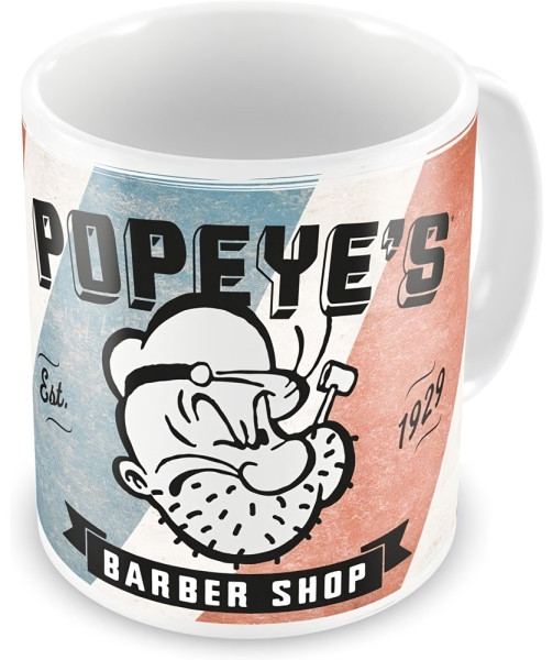 Popeye's Barber Shop Coffee Mug Kaffeebecher White