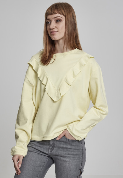 Urban Classics Damen Pullover Ladies Terry Volant Crew Powderyellow