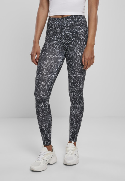 Urban Classics Damen Leggings Ladies AOP Leggings Black/White