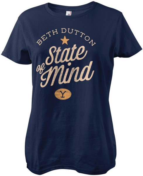 Yellowstone Beth Dutton State Of Mind Girly Tee Damen T-Shirt Navy