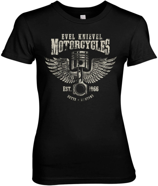 Evel Knievel Motorcycles Girly Tee Damen T-Shirt Black