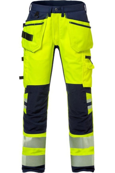 Fristads High Vis Handwerker Stretch-Hose Damen Kl. 2 2710 PLU Warnschutz-Gelb/Marine