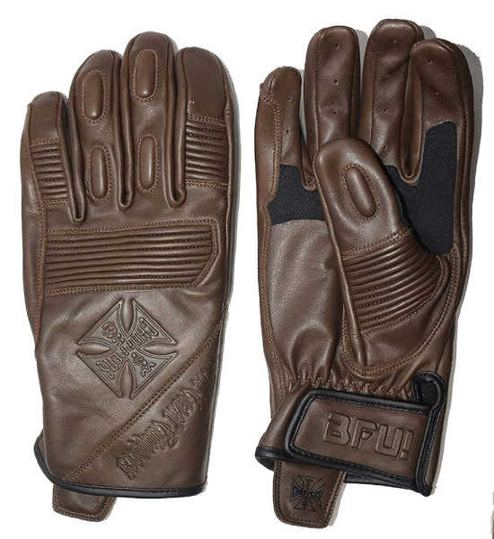 WCC West Coast Choppers Motorrad Leder Handschuh BFU Tobacco Brown