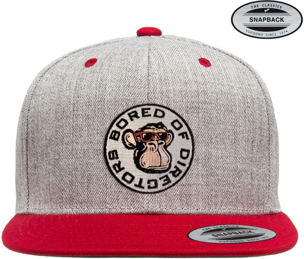 Bored Of Directors Circle Patch Premium Snapback Cap HeathergreyRed