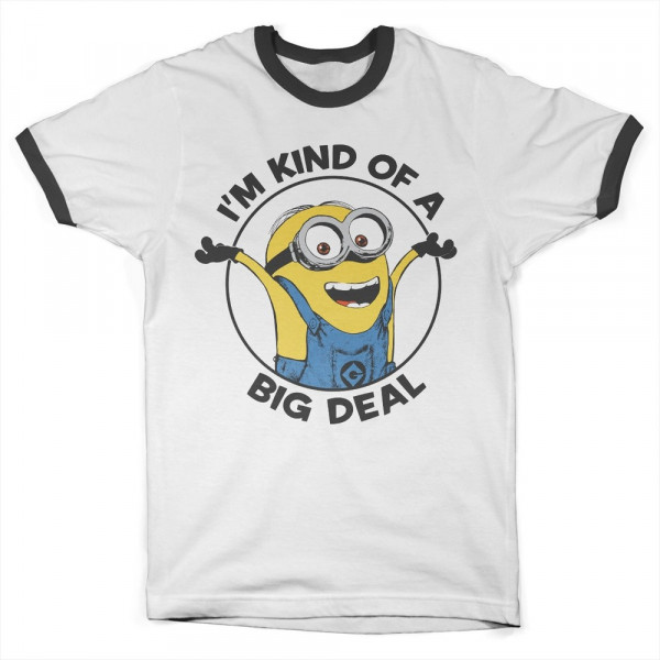 Minions I'm Kind Of A Big Deal Ringer Tee Damen T-Shirt White-Black