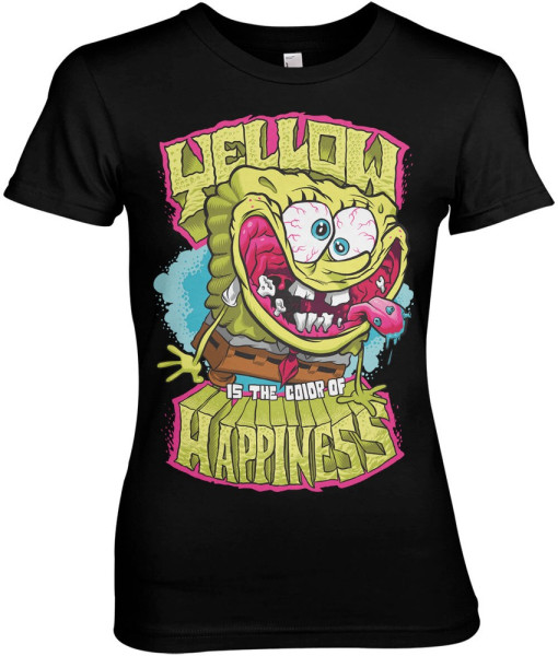 Spongebob Yellow Is The Color Of Happiness Girly Tee Damen T-Shirt Black