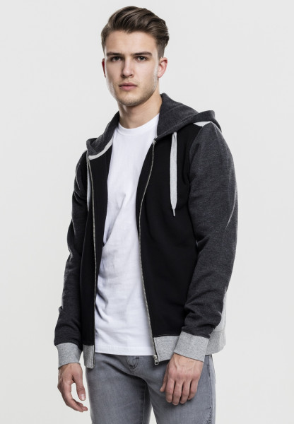 Urban Classics Hoodie Zip 3- Tone Sweat Zip Hoody Black/Grey/Charcoal